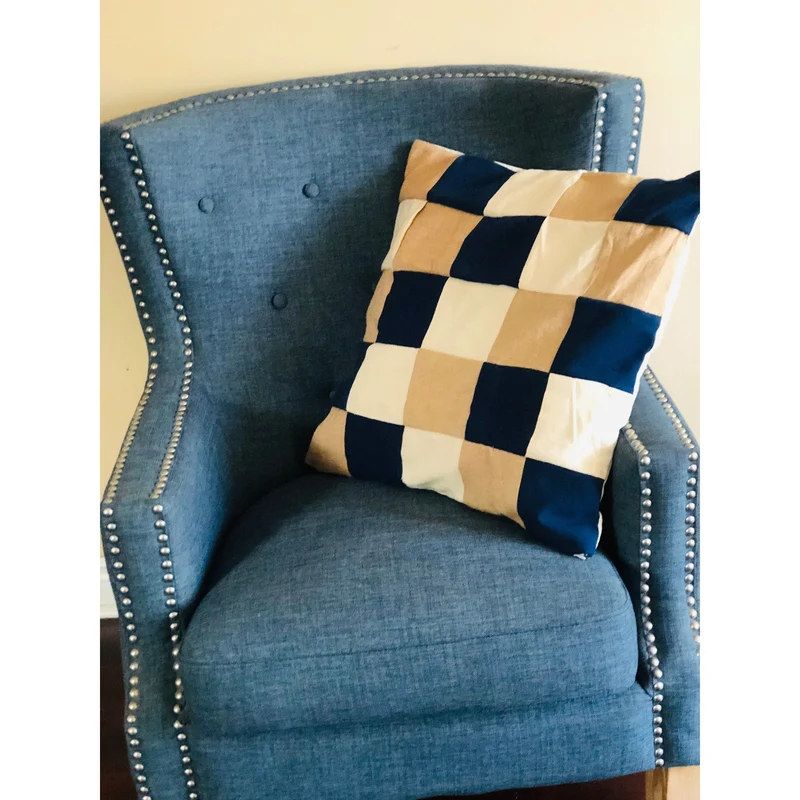 Upcycle Colorblock Pillow Covers, Navy, Beige Throw Pillows