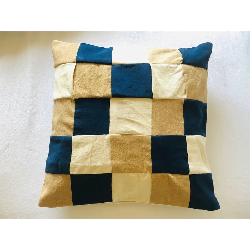 Upcycle Colorblock Pillow Covers, Navy, Beige Throw Pillows