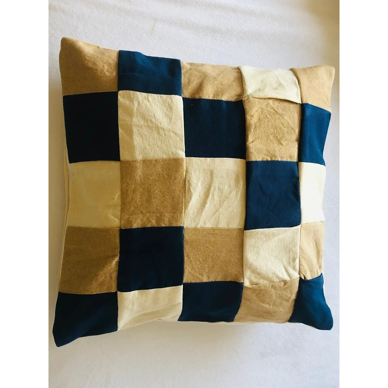 Upcycle Colorblock Pillow Covers, Navy, Beige Throw Pillows