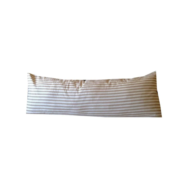 Beige Long Body Striped Body Pillows, Neutral Pillow Cover (20x54)