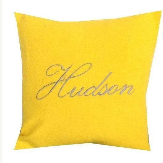 Square Decorative Pillows, Yellow Name Couch Pillows
