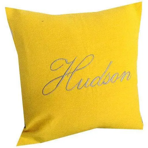 Square Decorative Pillows, Yellow Name Couch Pillows