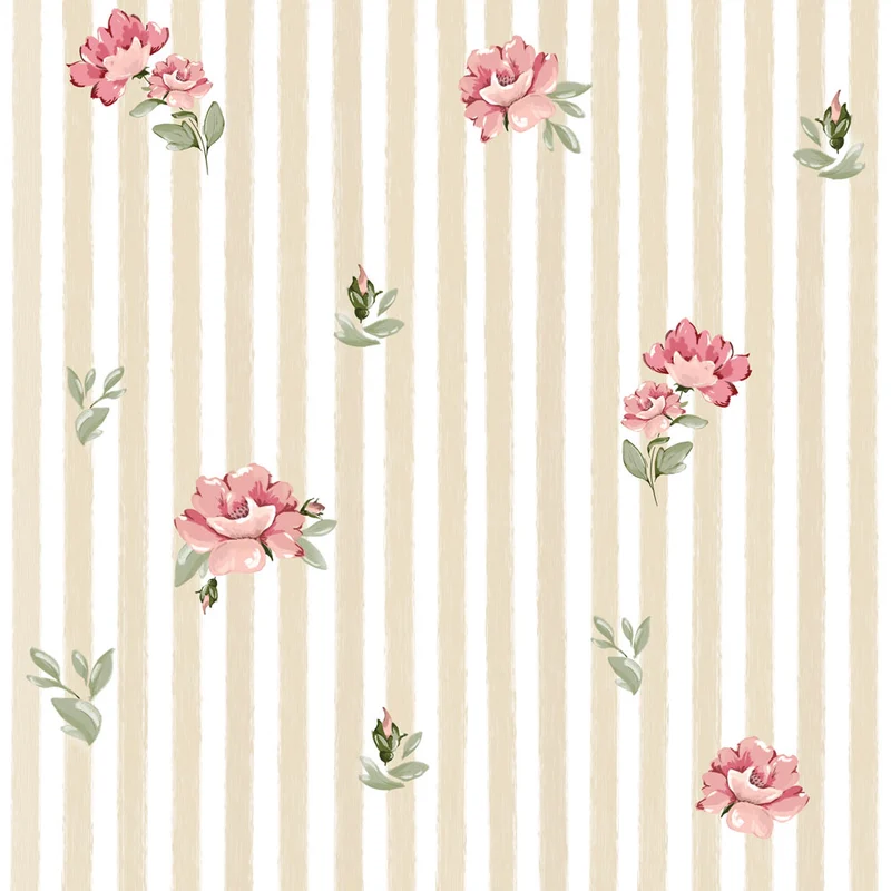 Dekornik Tapete Rosa roses on stripes Streifen 50 x 280