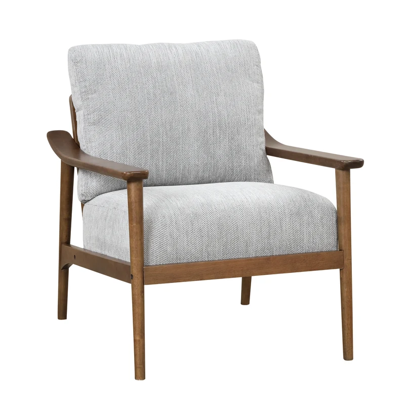 Mid Century Modern Chair with Solid Wood Frame; Arm Chair with Vertical Slatted Back