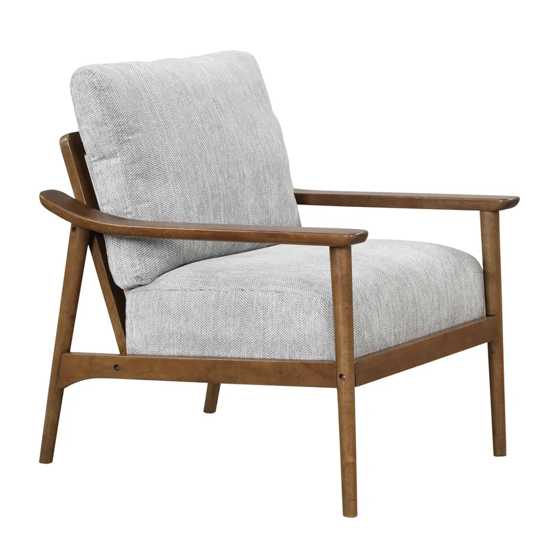 Mid Century Modern Chair with Solid Wood Frame; Arm Chair with Vertical Slatted Back