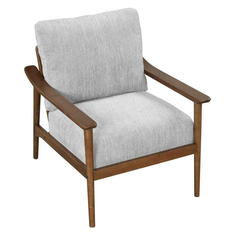 Mid Century Modern Chair with Solid Wood Frame; Arm Chair with Vertical Slatted Back