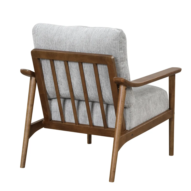 Mid Century Modern Chair with Solid Wood Frame; Arm Chair with Vertical Slatted Back