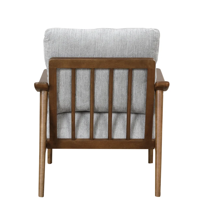 Mid Century Modern Chair with Solid Wood Frame; Arm Chair with Vertical Slatted Back