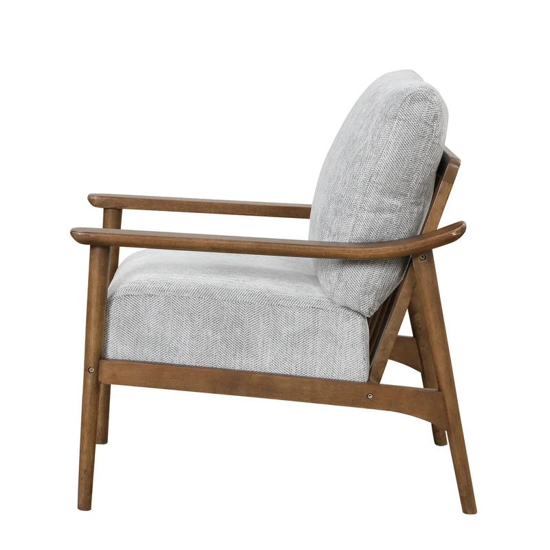 Mid Century Modern Chair with Solid Wood Frame; Arm Chair with Vertical Slatted Back