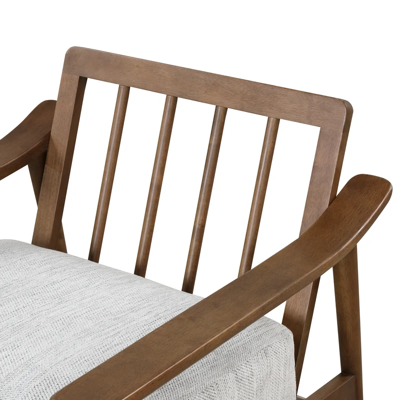 Mid Century Modern Chair with Solid Wood Frame; Arm Chair with Vertical Slatted Back
