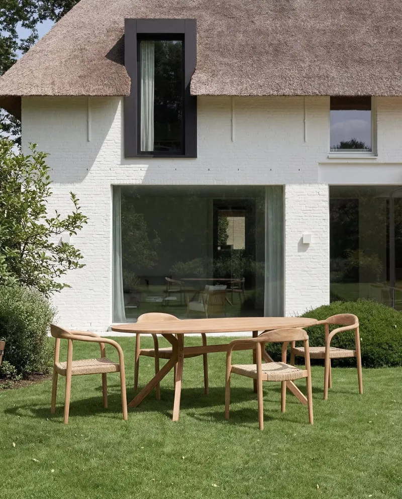Table à manger ovale en teck massif naturel marron 225x115x78cm Kulala - Bazar Bizar