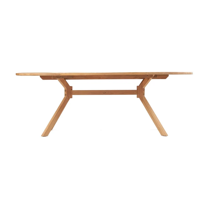 Table à manger ovale en teck massif naturel marron 225x115x78cm Kulala - Bazar Bizar