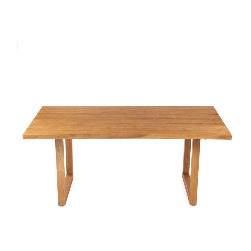 Table de jardin rectangulaire en teck massif naturel marron 180x100x76cm Imola - Bazar Bizar