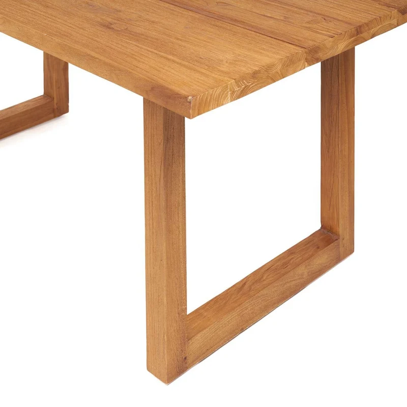 Table de jardin rectangulaire en teck massif naturel marron 180x100x76cm Imola - Bazar Bizar