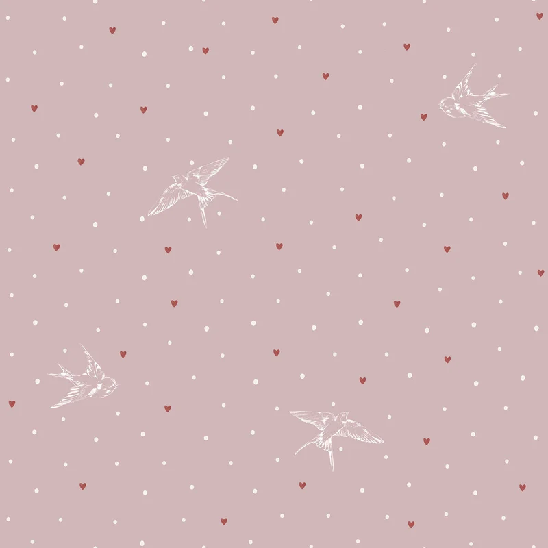 Dekornik Tapete Swallows on pink Streifen 50 x 280
