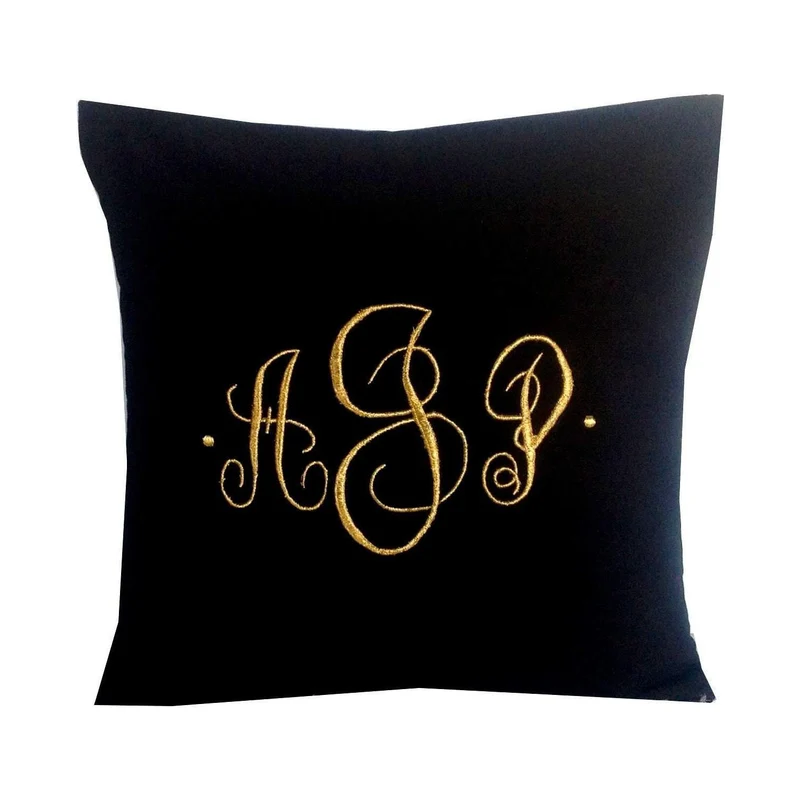 Black Gold Monogram Pillows