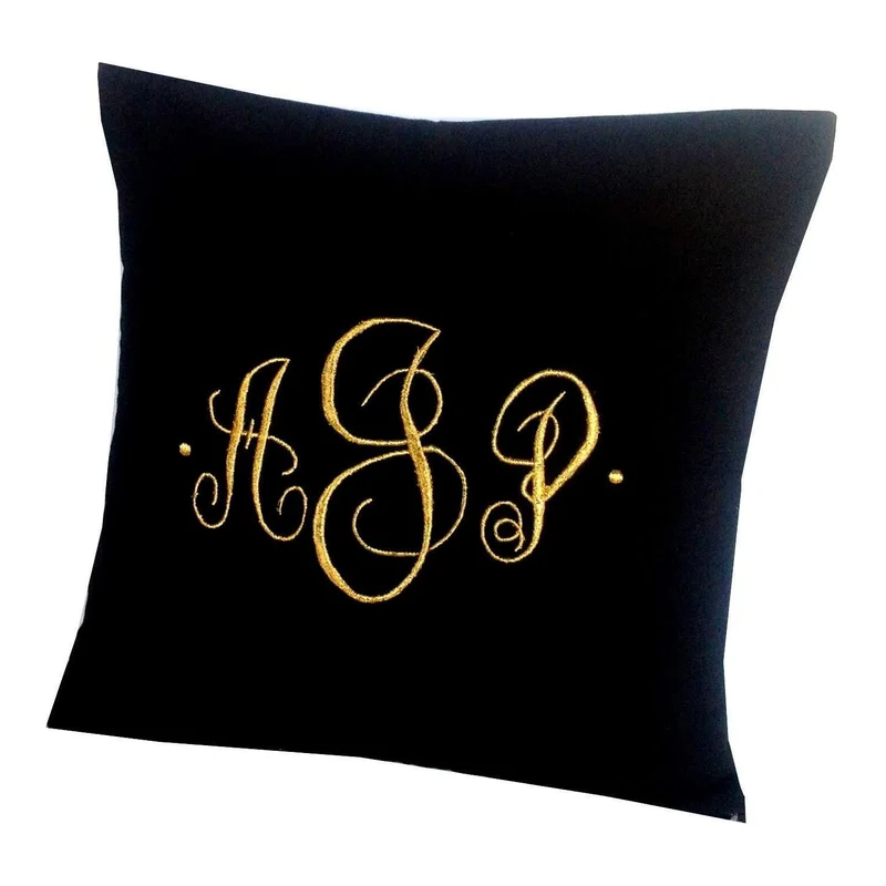 Black Gold Monogram Pillows