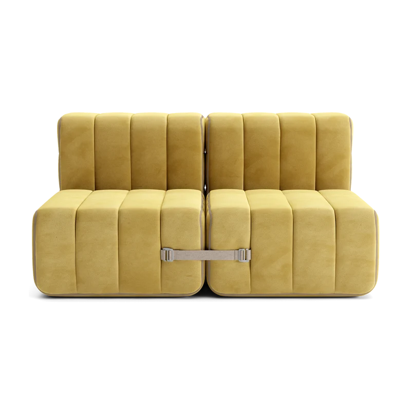 Canapé modulable 2 places en velours Barcelone jaune 136x102x68cm Curt - Ambivalenz