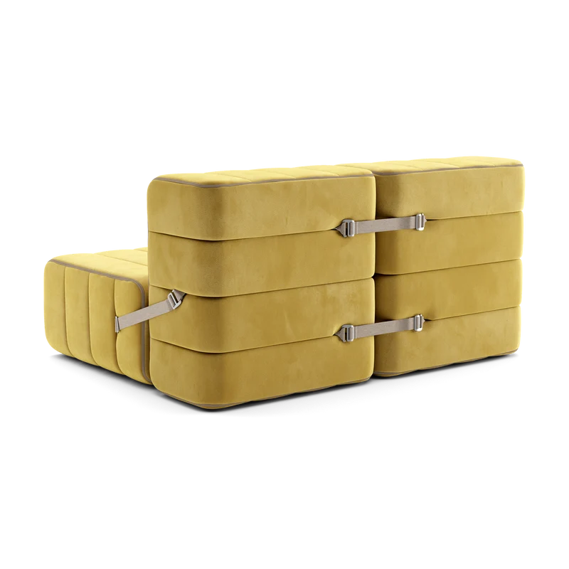 Canapé modulable 2 places en velours Barcelone jaune 136x102x68cm Curt - Ambivalenz