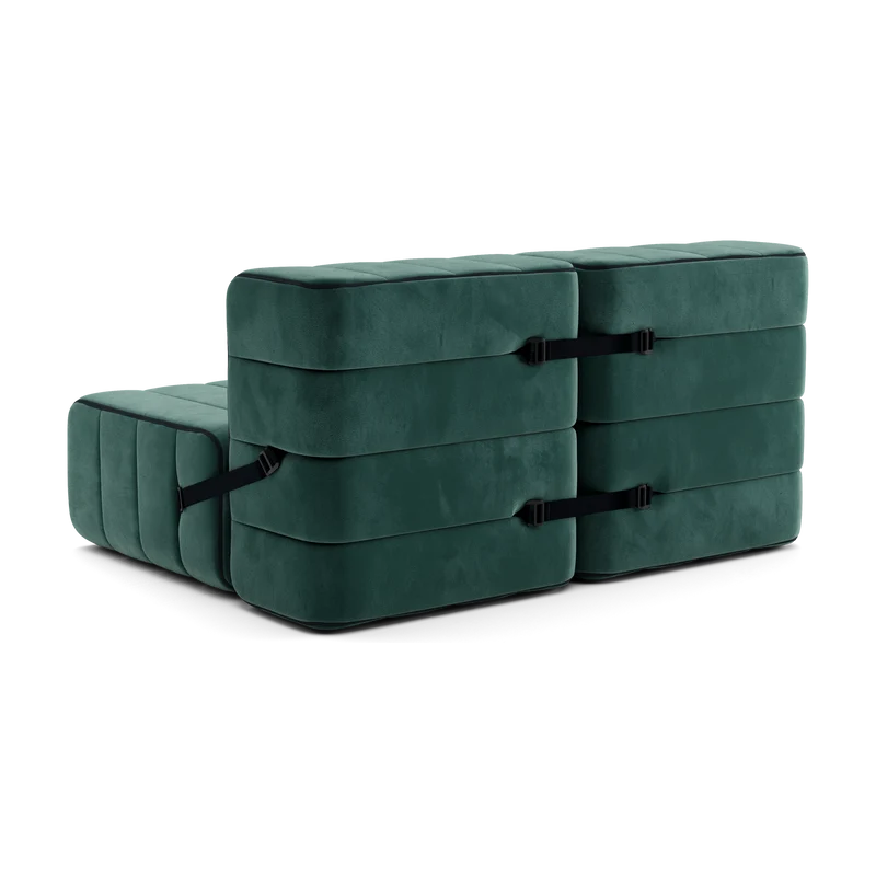 Canapé modulable 2 places en velours Barcelone vert 136x102x68cm Curt - Ambivalenz