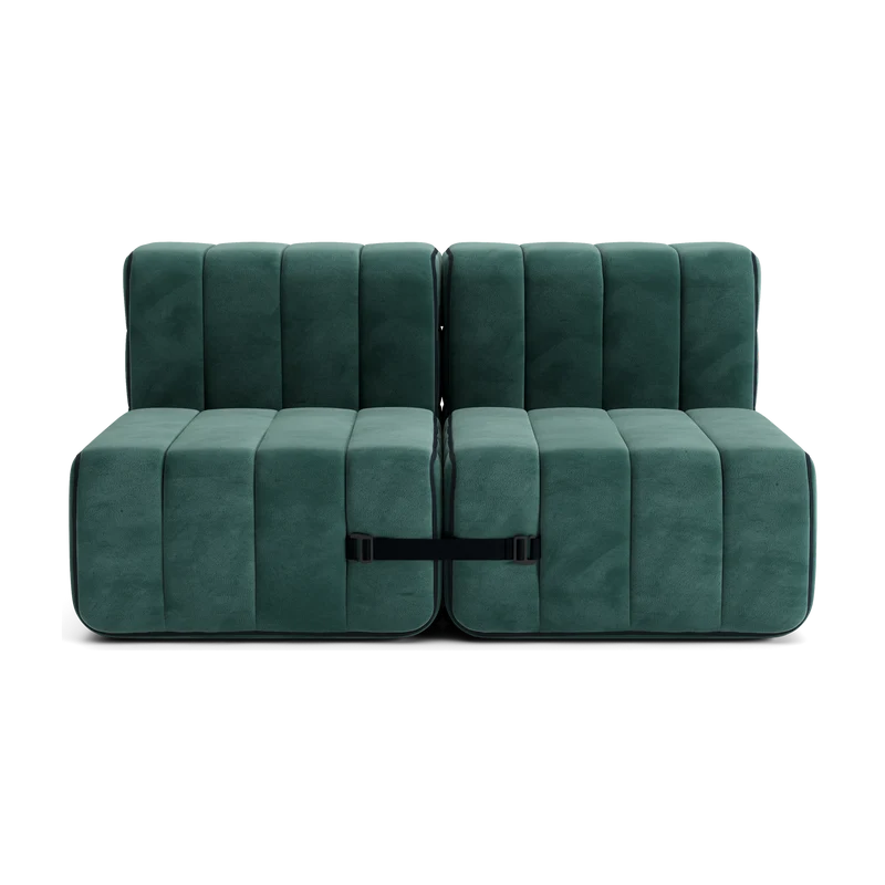 Canapé modulable 2 places en velours Barcelone vert 136x102x68cm Curt - Ambivalenz