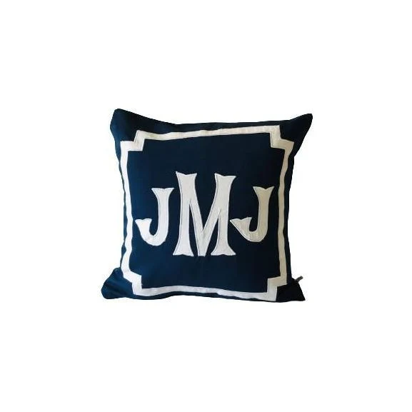 Applique Monogram, Navy Blue 20x20 Monogrammed Pillows