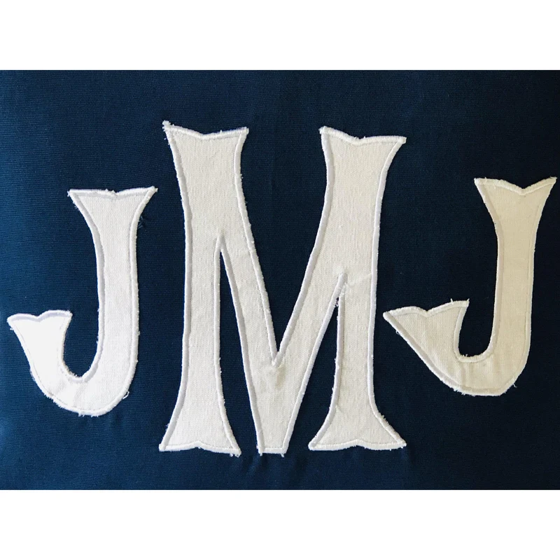 Applique Monogram, Navy Blue 20x20 Monogrammed Pillows