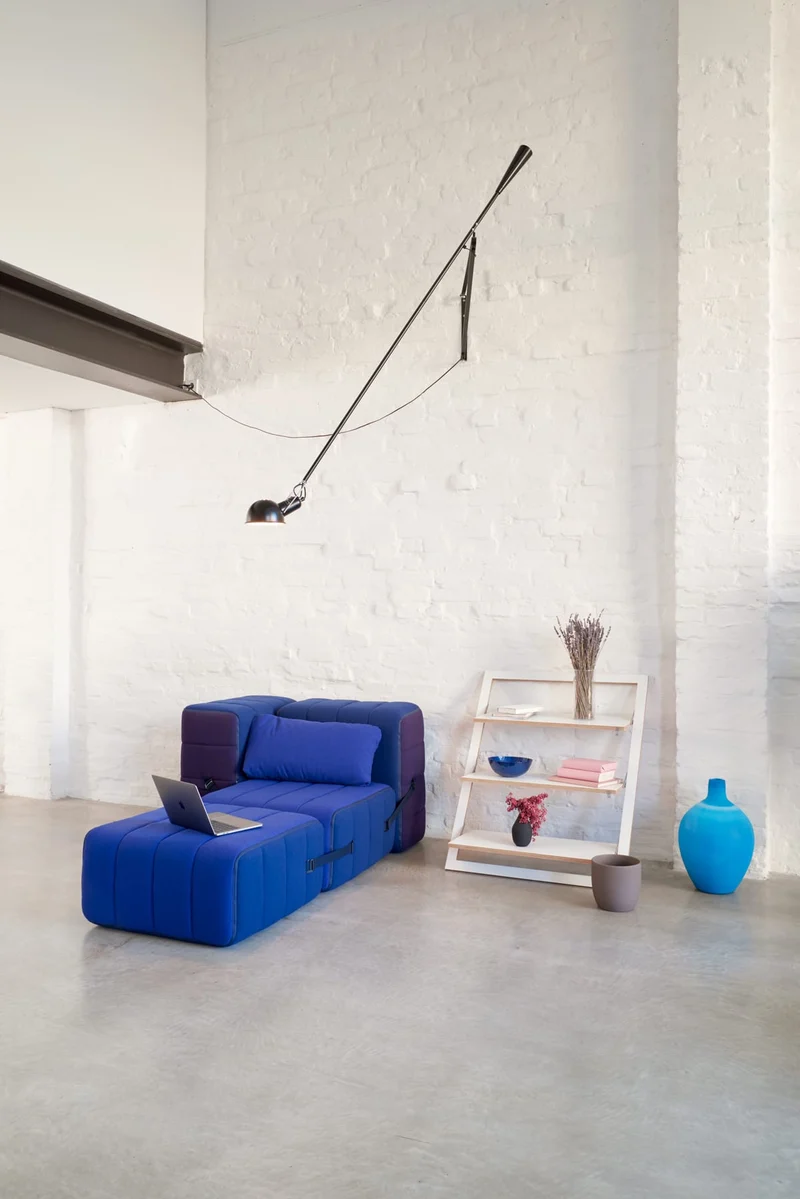 Module en tissu Jet bleu foncé 68x68x34cm Curt - Ambivalenz
