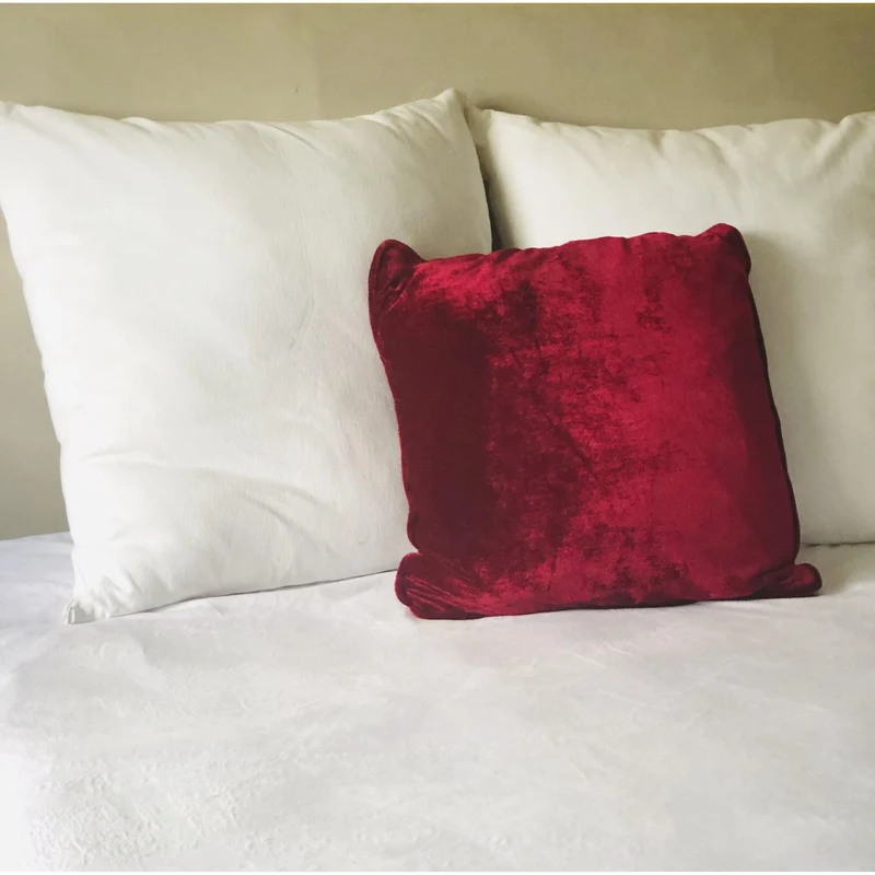 Maroon Velvet Pillows, Velvet sofa pillows, Velvet bed pillows with Insert