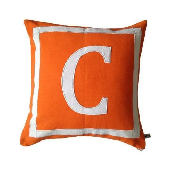 Orange White Decorative Pillow Covers, Letter Pillows, 18 x18