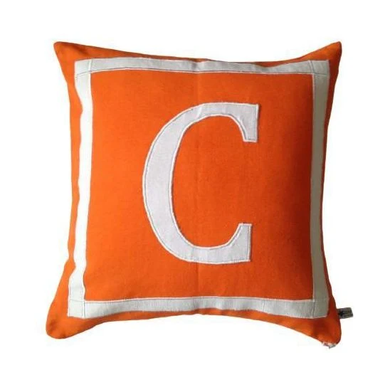 Orange White Decorative Pillow Covers, Letter Pillows, 18 x18