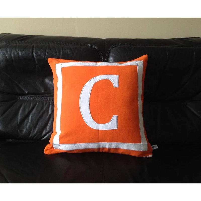Orange White Decorative Pillow Covers, Letter Pillows, 18 x18