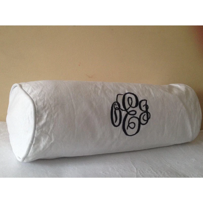 Bolster Monogrammed Cover, Bolster Pillow with Piping