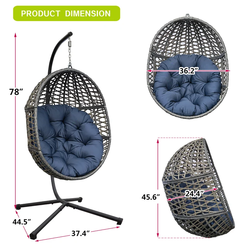 Wicker Hanging Swing Chair; Rattan Hanging Egg Chair