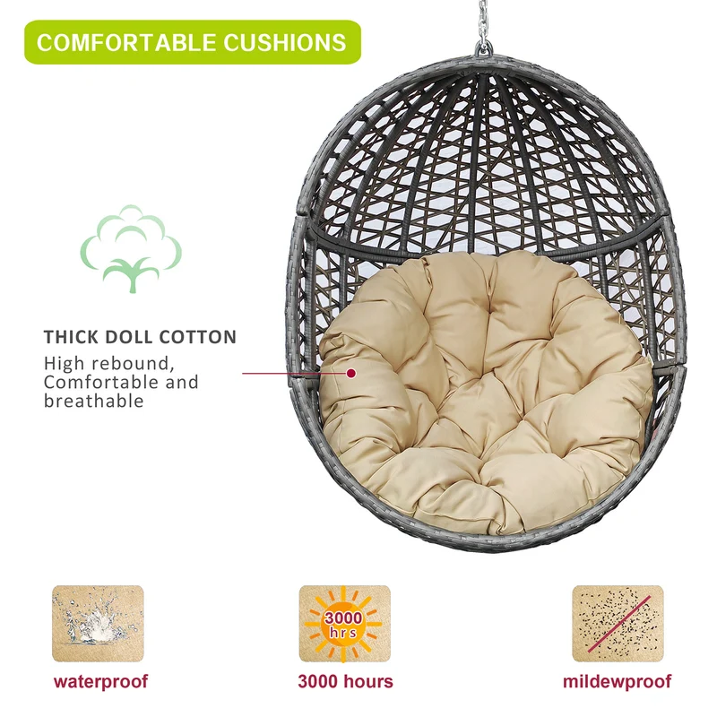 Wicker Hanging Swing Chair; Rattan Hanging Egg Chair