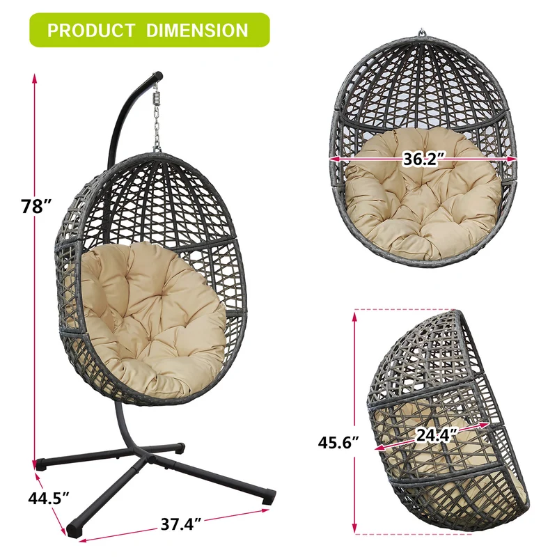 Wicker Hanging Swing Chair; Rattan Hanging Egg Chair