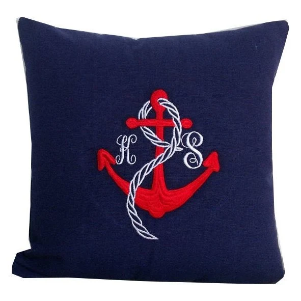 Embroidered pillow- Nautical monogram pillows
