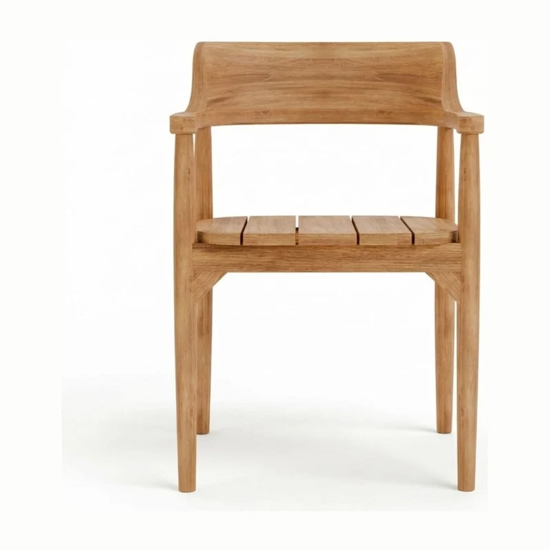 Chaise avec accoudoirs en bois de teck massif marron 58x52x80cm Febriansah - Bazar Bizar