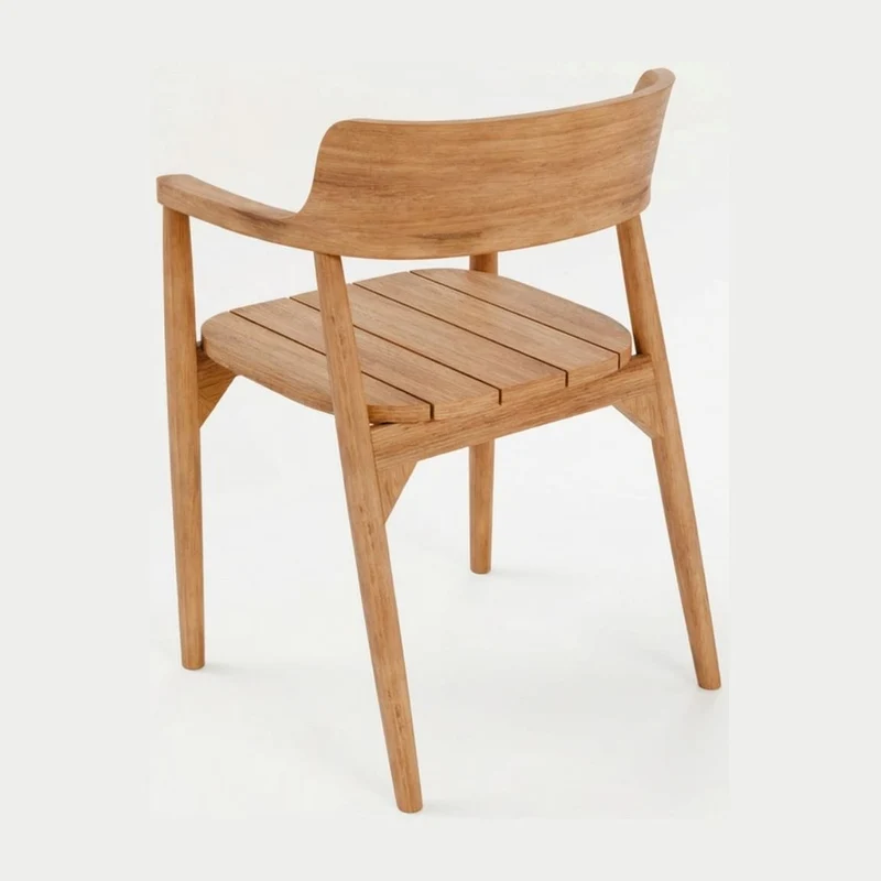 Chaise avec accoudoirs en bois de teck massif marron 58x52x80cm Febriansah - Bazar Bizar