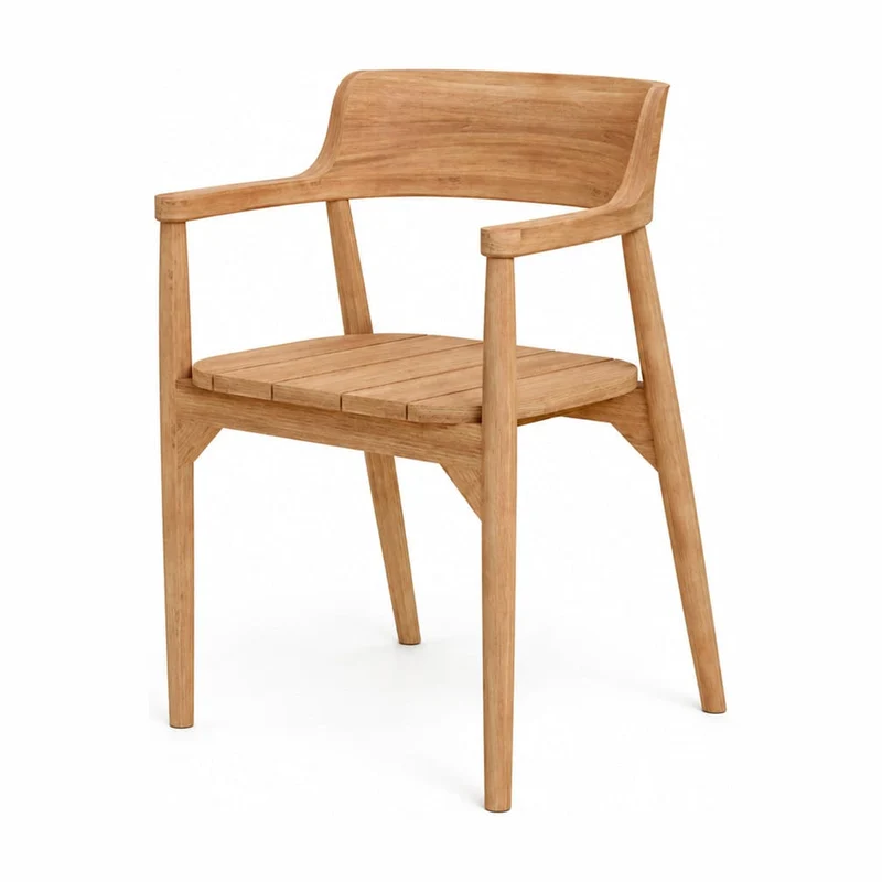 Chaise avec accoudoirs en bois de teck massif marron 58x52x80cm Febriansah - Bazar Bizar