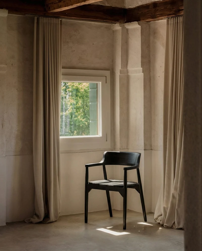Chaise avec accoudoirs en bois de teck massif noir 58x52x80cm Febriansah - Bazar Bizar