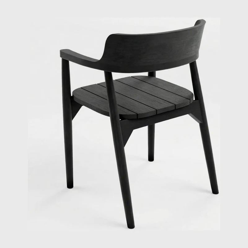 Chaise avec accoudoirs en bois de teck massif noir 58x52x80cm Febriansah - Bazar Bizar