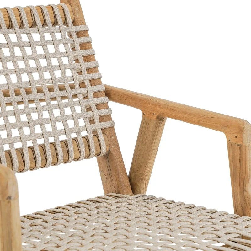 Chaise de jardin avec accoudoirs en bois de teck recyclé naturel 54x58x82cm Trikeri - Bazar Bizar