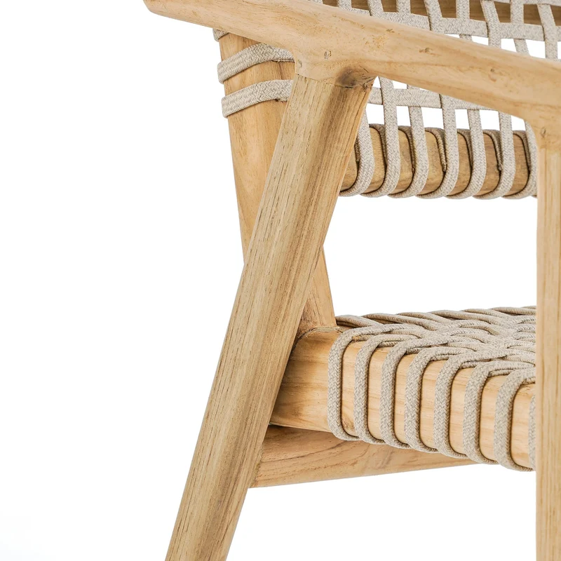 Chaise de jardin avec accoudoirs en bois de teck recyclé naturel 54x58x82cm Trikeri - Bazar Bizar