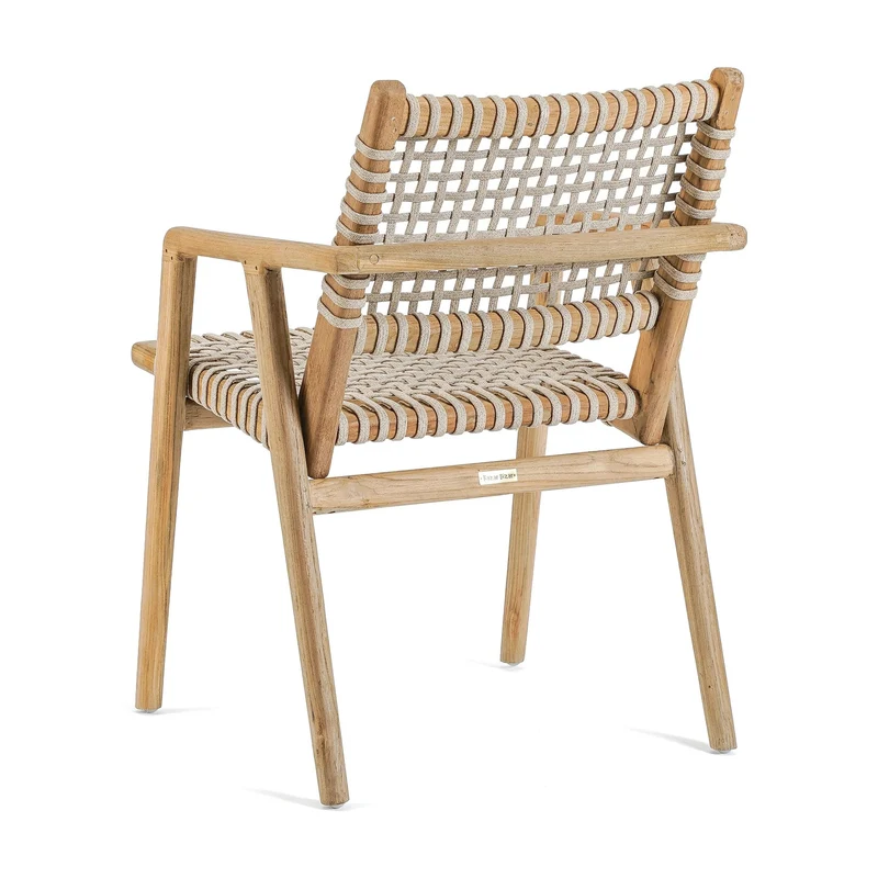 Chaise de jardin avec accoudoirs en bois de teck recyclé naturel 54x58x82cm Trikeri - Bazar Bizar