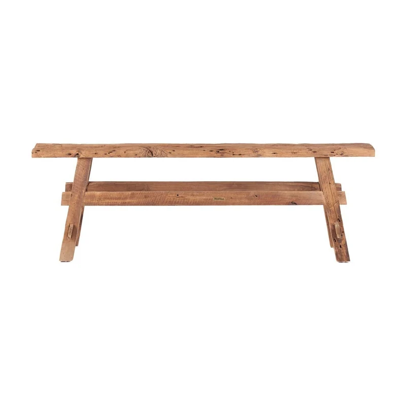 Banc en teck massif naturel marron 150x25x50cm Beauteous Rustic - Bazar Bizar