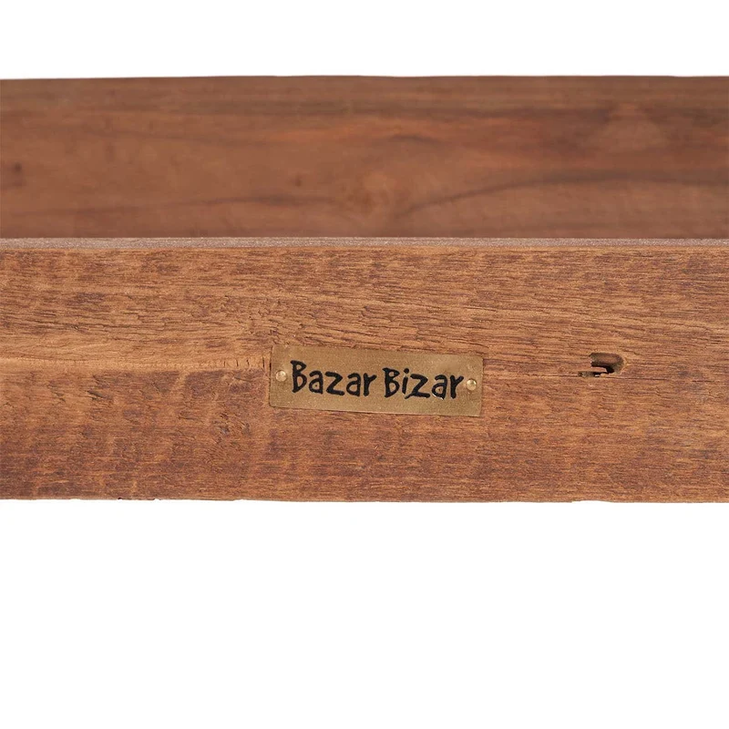 Banc en teck massif naturel marron 150x25x50cm Beauteous Rustic - Bazar Bizar