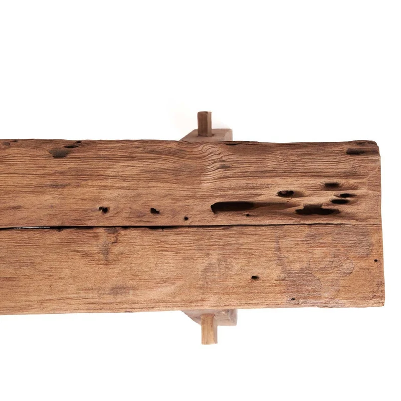 Banc en teck massif naturel marron 150x25x50cm Beauteous Rustic - Bazar Bizar