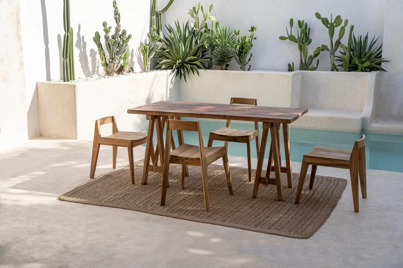 Chaise de jardin en bois de teck massif recyclé naturel 53x55x79cm Paxi - Bazar Bizar