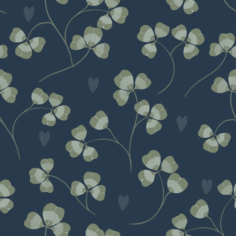Dekornik Tapete Pastell Clover and Herzen Marine Blau Streifen 50 x 280